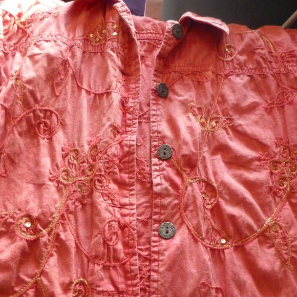 Vintage Cotton Jacket Blouse Button Down Shirts - Picture 6 of 6